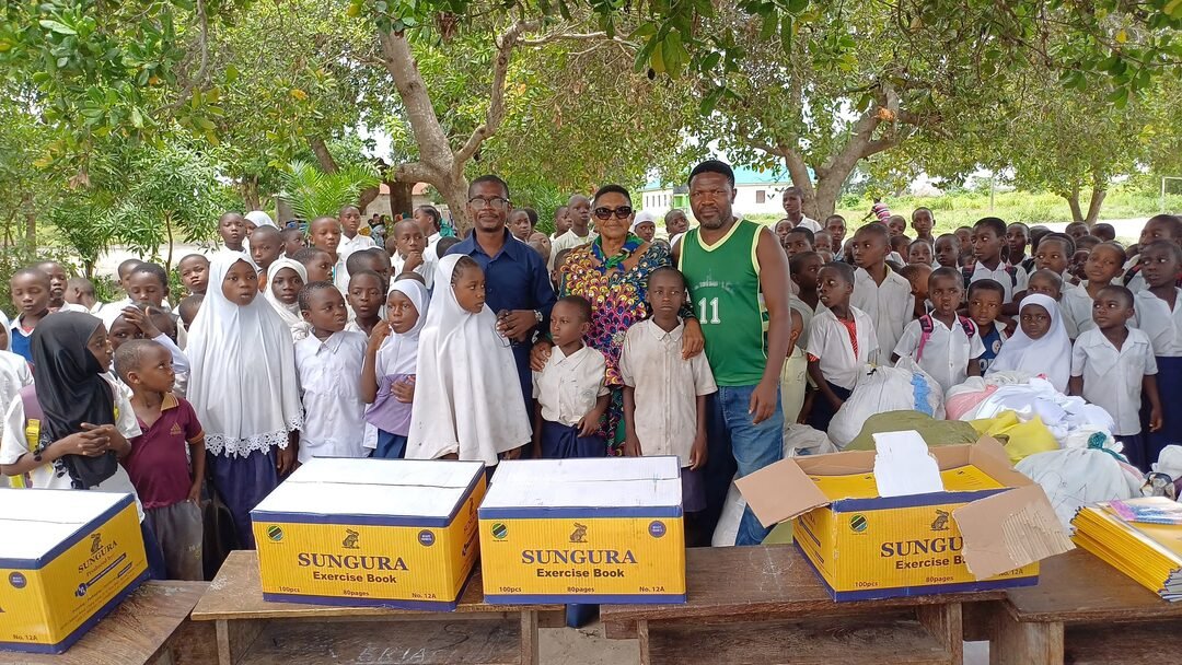 Exercise books donated to schoolchildren